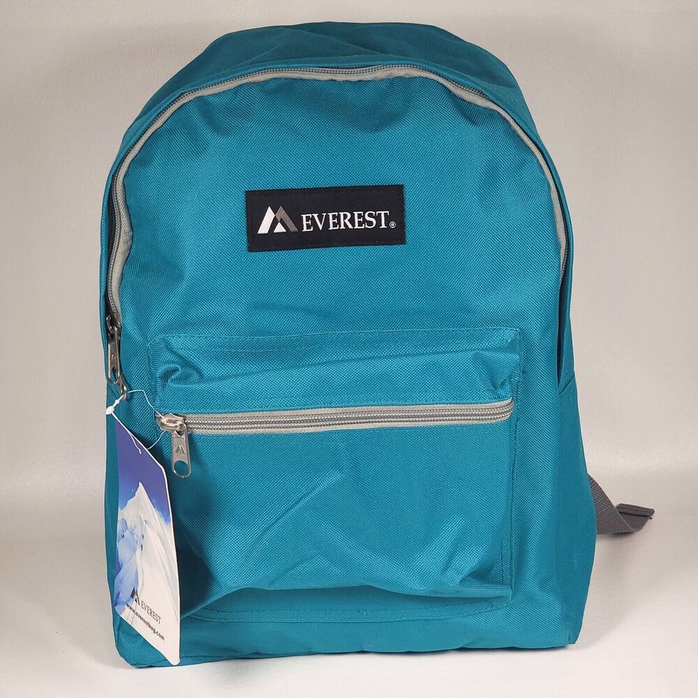 Everest Basic Backpack Bag 15" Dark Teal‎ School Classic Logo Unisex Brand New